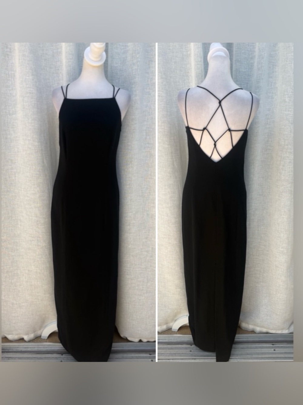 Brooks Brothers black open woven strap back  maxi dress